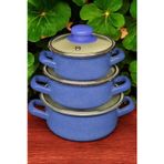Lüks Emaye 6 Parça Mini Tencere Seti 12/14/16 Cm Mavi Kr072-C