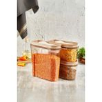 Lüks Erzak Saklama Kabı, Şeffaf Füme 3 'lü Set (4 Lt+2lt+2 Lt), Bakır - 0 Siyah - Option-1