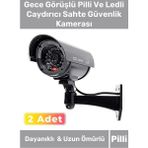 Lüks Ev Apartman Bahçe Iş Yeri Gece Görüşlü Pilli Ledli Caydırıcı Oyuncak Güvenlik Kamerası 2'li Set - 0 - 3 Ay