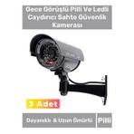 Lüks Ev Apartman Bahçe İş Yeri Gece Görüşlü Pilli Ledli Caydırıcı Oyuncak Güvenlik Kamerası 3'lü Set
