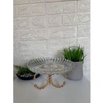 Luks Gold Ayakli Cam Kesme Sekerlik Sunumluk Ikramlik