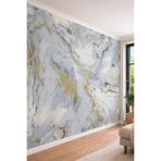 Lüks Gold Damarlı Mermer Desenli Modern Tek Parça Tekstil Duvar Kağıdı, 550 x 260