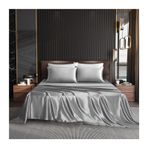 Lüks Gri Saten Nevresim Takımı 230 x 250 cm - Yumuşak İpek benzeri Kaplama, İkiz, Tam, Kraliçe Yataklar için Mükemmel - Üstün Konfor için Zarif Lenzuolo Sopra Piyano