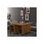 Lüks İçe Geçmeli Tekerlekli Orta Sehpa %100 Mdf Yemek Çalışma Masası Os003 Petra