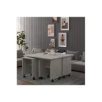 Lüks İçe Geçmeli Tekerlekli Orta Sehpa %100 Mdf Yemek Çalışma Masası Os003 Retro Taş