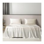 Lüks İpek Nevresim Takımı, 250 x 250 cm + 2 Yastık Kılıfı 48x74 cm, Yumuşak ve Havalı Dokunuş, Tek ve Çift Kişilik, Pürüzsüz Saten Kaplama, Beyaz, Hipoalerjenik Yatak Örtüsü.