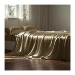Lüks İpek Nevresim Takımı, İkiz/Çift Saten Yatak, Yumuşak ve Ferahlatıcı Üst Çarşaf, 2 Kişilik, Şampanya Rengi, 230x250cm, Zarif ve Rahat Tasarım