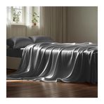 Lüks İpek Saten Nevresim Takımı Çift Kişilik/Tek Kişilik Yatak için - Yumuşak ve Canlandırıcı, 1 Düz Çarşaf (Gümüş, 170x230 cm) ve 2 Yastık Kılıfı (48x74cm)