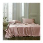 Lüks İpek Saten Nevresim Takımı, Tek ve Çift Kişilik 170x230cm, 230x250cm, 250x250cm, Cilt İçin Yumuşak ve Pürüzsüz, Pembe Renk, 2 Yastık Kılıfı İçerir 48x74cm
