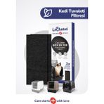 Lüks Kapalı Kedi Tuvaleti Için 2'li Filtre Dikdörtgen 6,5X18 cm (3 mm) - 52 x 38 x 39 cm - Siyah