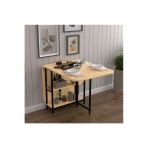 Lüks Katlanır Mutfak Yemek Masası %100 Mdf Pratik Çalışma Masası Km31 Safir Meşe