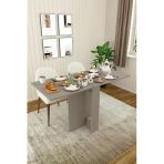 Lüks Katlanır Mutfak Yemek Masası %100 Mdf Pratik Çalışma Masası Km32 Kül Gri