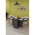 Lüks Katlanır Mutfak Yemek Masası %100 Mdf Pratik Çekmece+Dolaplı Çalışma Masası Km28