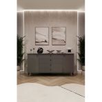 Lüks Konsol Tv Ünitesi %100 Mdf Salon Ve Yemek Odası Ünitesi Knsl04 Koyu Gri