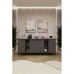 Lüks Konsol Tv Ünitesi %100 Mdf Salon Ve Yemek Odası Ünitesi Knsl05 Koyu Gri