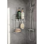 Lüks Krom Metal 2 Katlı Banyo Rafı Şampuanlık Duş Rafı Askılı Yapışkanlı Duvara Monte Tş-02