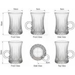 Lüks Kulplu Çay Fincanı 6 Adet | Kristal Berraklığında Cam | Estetik Ergonomik Tasarım Çay Bardağı Seti