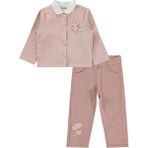 Lüks Kumru Tekstil Civil Girls Pantolon Ceket Nakışlı 3 Lü 2-5 Yaş Takım - Pudra 2-3 Yaş - Açık Somon - 2 - 3 Yaş