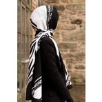 LÜKS MEDİNE İPEĞİ ŞAL SİYAH/BEYAZ 75x190