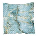 Lüks Mermer Tasarımlı Kapitone Yatak Örtüsü Hafif Mikrofiber Yorgan Her Mevsim için Kolay Bakım Kanepe Battaniyesi Tek Kişilik/Çift Kişilik/King Boy (96x114cm) Deniz Mavisi