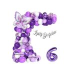 Lüks Mor Kelebek Folyolu Yaş Balon Zincir Set, 6