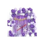 Lüks Mor Lila Beyaz Doğum Günü Balon Zincir Seti, 765686786797867