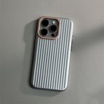 Lüks Oluklu Mat Shockprof Kılıf iPhone 16 15 14 13 12 Pro Max Plus Lüks Kaplama Dalga Kaymaz Tampon Sert PC Kapak, Gümüş, iPhone 15 Plus İçin