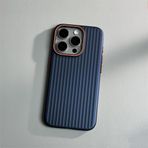 Lüks Oluklu Mat Shockprof Kılıf iPhone 16 15 14 13 12 Pro Max Plus Lüks Kaplama Dalga Kaymaz Tampon Sert PC Kılıfı, Mavi, iPhone 14Pro Max İçin