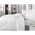 Lüks Otel Çarşafı Pamuk Saten Çizgili 83 Tel - Beyaz - 240 x 280