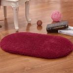 Lüks Oval Mavi Banyo Halısı Yumuşak Kabarık Kaymaz Banyo Paspası Oturma Odası ve Yatak Odası için Emici Peluş Halı 40 x 60 cm