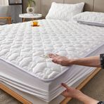 Lüks Pamuk Kapitone Yatak Koruyucu Set Elastik Gömme Levha Yastık Kılıfı Kral Boyutu Beyaz 180x200 cm 3 ADET