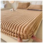 Lüks Peluş Lastikli Çarşaf Seti Yumuşak Nevresim ve Yatak Koruyucu Paket Rahat Termal Yatak Derin Cep Tasarımı Ekstra Konfor için Battal Boy (2,90 x 200 cm)