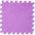 Lüks Peluş Süt Kadife Yapboz Halı Paspasları 30,48 x 30,48 cm Sıcak ve Rahat Ev Dekoru için İç içe Geçen Kabarık Kare Fayans Mor (20 adet)