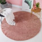 Lüks Pembe Dairesel Mikrofiber Banyo Halısı Yumuşak Kabarık Shaggy Halı Banyo Yatak Odası Oturma Odası için 150CM Çap Kaymaz Peluş Mat Rahat Ev Dekoru için