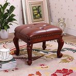 Lüks PU Deri Osmanlı Ayak Taburesi Vintage Düğme Detaylı Ayak Dayama 4 Oyma Ahşap Ayaklı Küçük Döşemeli Koltuk Taburesi Beyaz Sehpa Vurgu 37x30 cm (15x12 inç)