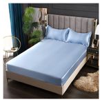 Lüks Saten Lastikli Çarşaf, King Boy 200x200/200x220 cm, Elastik Bantlı Viskon Yatak Örtüsü, Düz Renk Yatak Örtüsü, Yastık Kılıfı Yok, Üstün Konfor için Mükemmel
