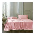 Lüks Saten Nevresim Takımı, Açık Pembe, Tek/Çift Boy 170x230cm, 230x250cm, 250x250cm, Yumuşak İpek Gibi Hissi, Cilt Dostu, 2 Yastık Kılıfı İçerir 48x74cm