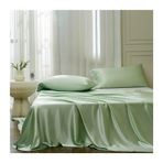 Lüks Saten Nevresim Takımı - Tek ve Çift Kişilik Boyutlar 170x230cm, 230x250cm, 250x250cm - Yumuşak, Pürüzsüz, Cilt Dostu İpek Yıkama - Meyve Yeşili Renk, Zarif Ev Nevresim Takımı