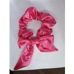 Lüks Saten Saç Tokası, Fiyonklu Scrunchie, Pembe Kırmızı, Saç Acıtmayan