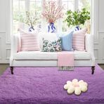 Lüks Shaggy Hochflor Teppich 80 x 100 cm Yıkanabilir Kabarık Halı ve Bakımı Kolay, Üstün Kalite Boyutlarda Yatak Odası için İdeal
