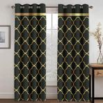 Lüks Siyah Altın Geometrik Pencere Perdeleri - Oturma Odası Çocuk Yatak Odası Banyo Mutfak ve Kapı Dekoru için Uygun Fiyatlı Perdeler - GxY 2x117x167cm