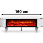 Lüks - Şömineli Tv Sehpası Ünitesi -160 cm - Beyaz Renk Krom Detaylı - Beyaz - Dişbudak - beyaz krom