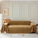 Lüks Şönil Koltuk Örtüsü Battaniye Ekstra Geniş Koltuk Kılıfı 5 Kişilik için Yumuşak ve Dayanıklı Oturma Odası Dekorasyonu Haki 230X420 cm