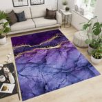 Lüks Soyut Mor Mermer Parça Halı Altın Çizgili Dayanıklı Kolay Bakım Simetrik Tasarım Yatak Odası Ofis Çiftlik Evi ve Genç Odası Dekoru için 180 x 220 cm