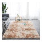 Lüks Suni Kürk Parça Halı Çocuk Oyun Odası için Yumuşak Peluş Yüksek Kazık Örme Kreş Dekoru El Yapımı Sevişmek Halı Modern İç Mekan Halısı Kahki 100x160 cm (3x5ft)