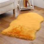 Lüks Suni Kürk Shaggy Alan Halısı Yatak Odası Oturma Odası Dekoru için Yumuşak Koyun Derisi Halı Sandalye Kılıfı Koltuk Pedi Sarı (60 x 120 cm)