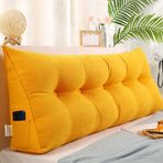 Lüks Üçgen Başlık Yastık Çıkarılabilir Kapaklı Yatak Kanepe Yatak Odası Sarı Üçgen Okuma Yastığı Düz Renk ile Kama Yastık Kereste Arka Ped 200x50x20cm