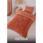 Lüks Wellsoft Çift Taraflı Yumuşak 4 Mevsim Konfor Yorgan Seti Yorgan Uyku Seti 155 X 215 Cm Kiremit