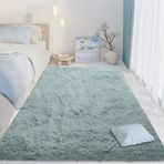 Lüks Yatak Odası Halısı 30 x 40 cm Yumuşak ve Peluş Kaymaz Dayanıklı Katlanabilir Shaggy Yüksek Havlı Halı Uzun Tüylü Krem Rengi