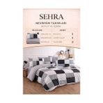 Lüks%80 Pamuklu Çift Kişilik Nevresim Takımı Seti Yorgan Kılıfı Siyah Gri Beyaz Kareli Desen 200X220 cm + Lastikli Battal Boy Çarşaf 180X200X30 cm +2 Yastık Kılıflı 50X70 cm - 001-Renkli - 100 x 100 cm